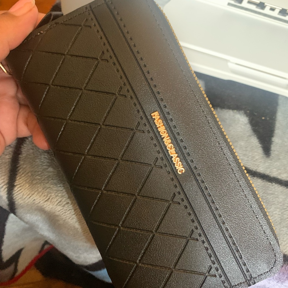 Black Quilted Wallet for Women